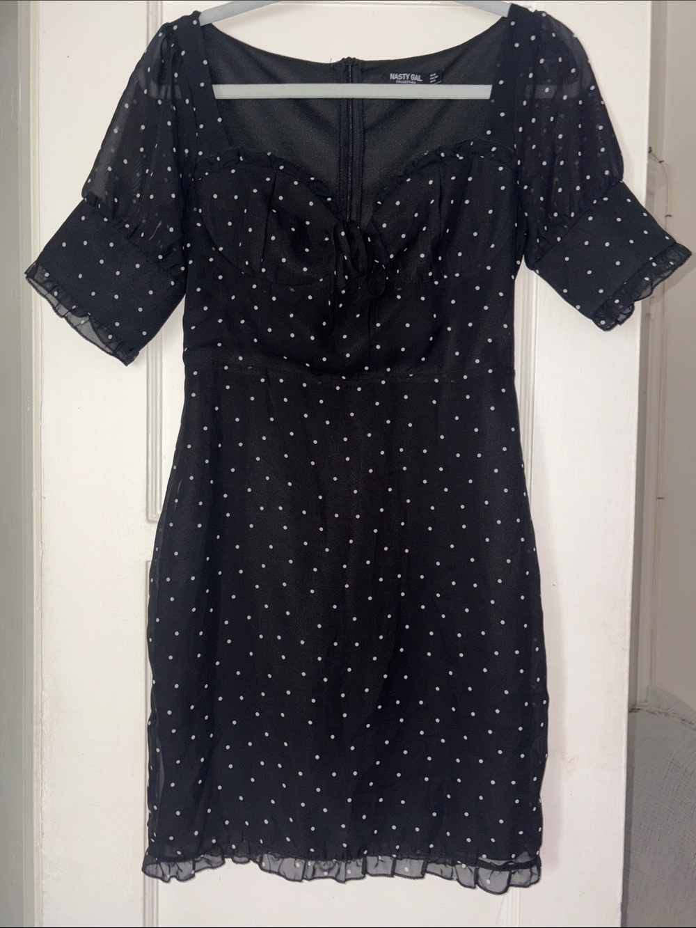 Nasty Gal Black Polka Dot Midi Dress